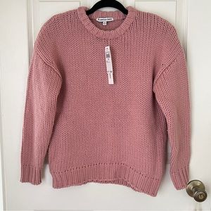 NWT The Cashmere Project Wool Drop Shoulder Chunky Crew Pullover Sweater Pink XS